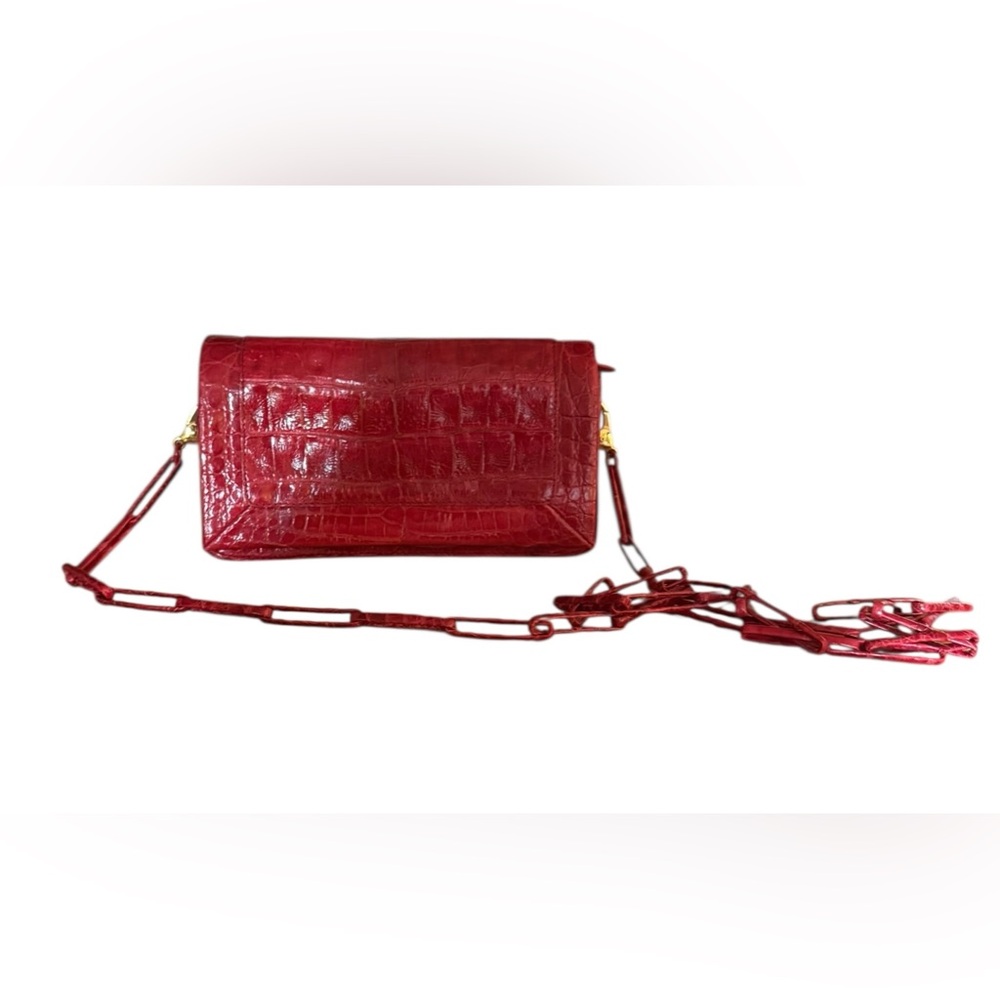 Nancy Gonzalez red Crocodile Clutch